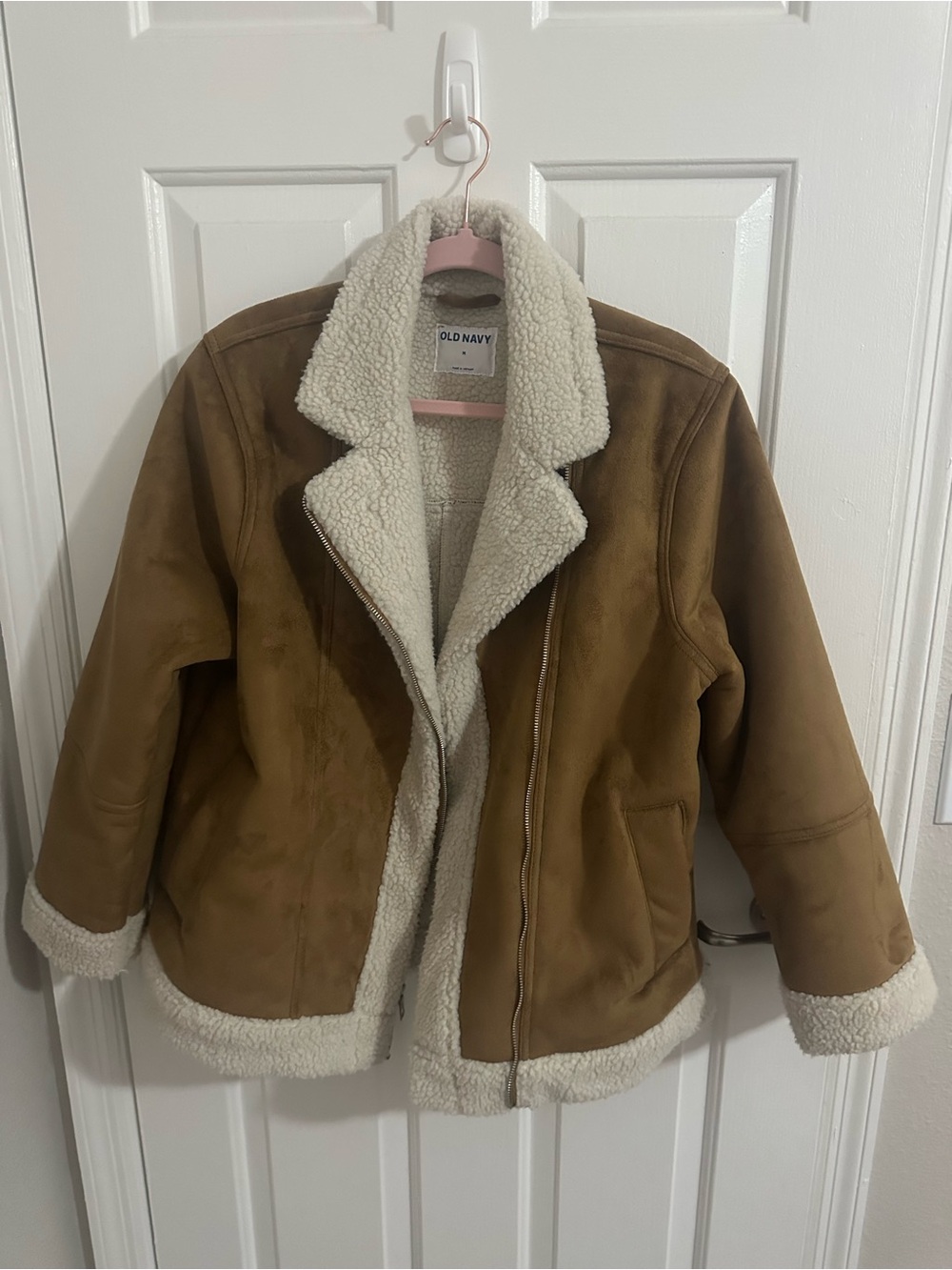 Never Worn Old Navy Tan Faux-Shearling Trim Puffer Jacket